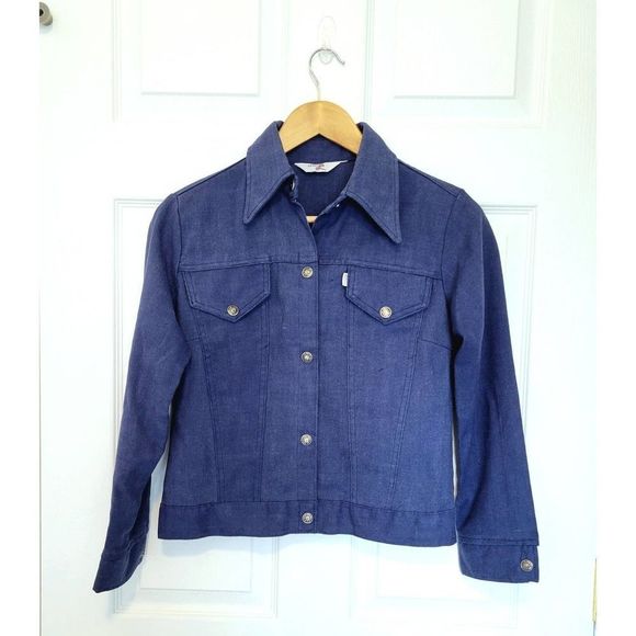 Vintage 60s 70s Levi's Jacket Button Down Navy Blue - Picture 4 of 11